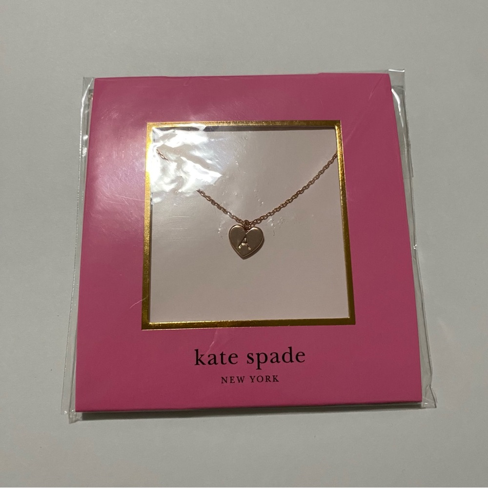 Kate Spade Rose Gold Heart Necklace (letter A initial)